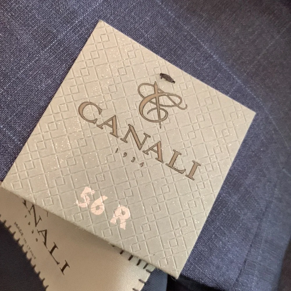 Canali Windowpane Plaid Navy Blazer Stretch Wool Size 46 R NWT_10